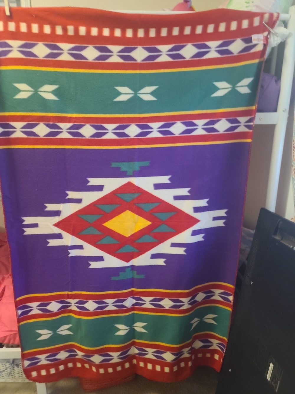 Colorful Southwestern Pattern Throw Blanket - Purple/Green/Red